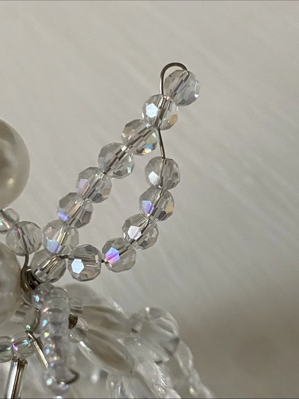 3D Crystal Angel Ornament - Clear Crystals & Pearls Christmas Decor